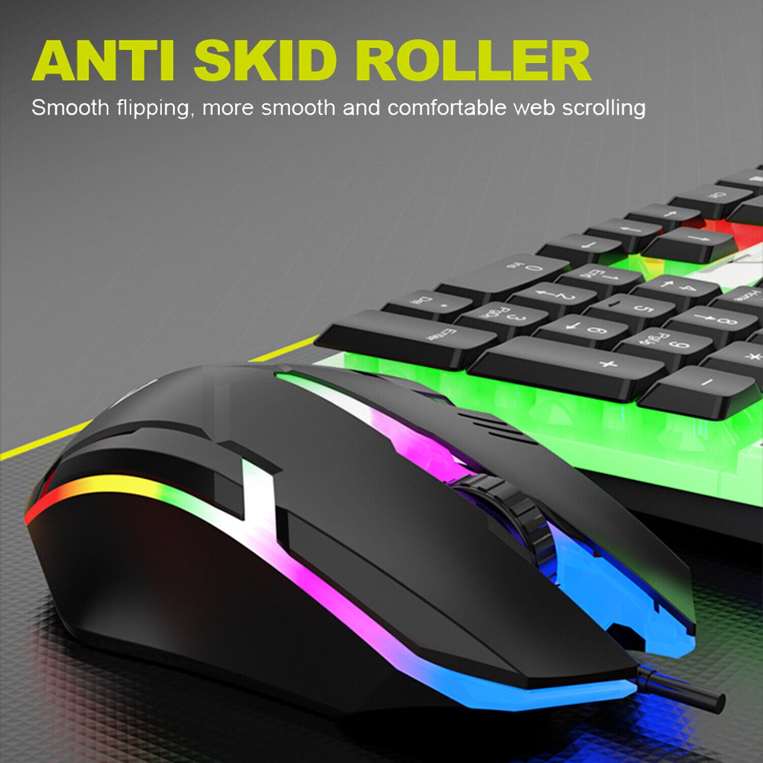 Computer Desktop Gaming Mouse and Keyboard Mechanical Feel RGB Led Light Backlit