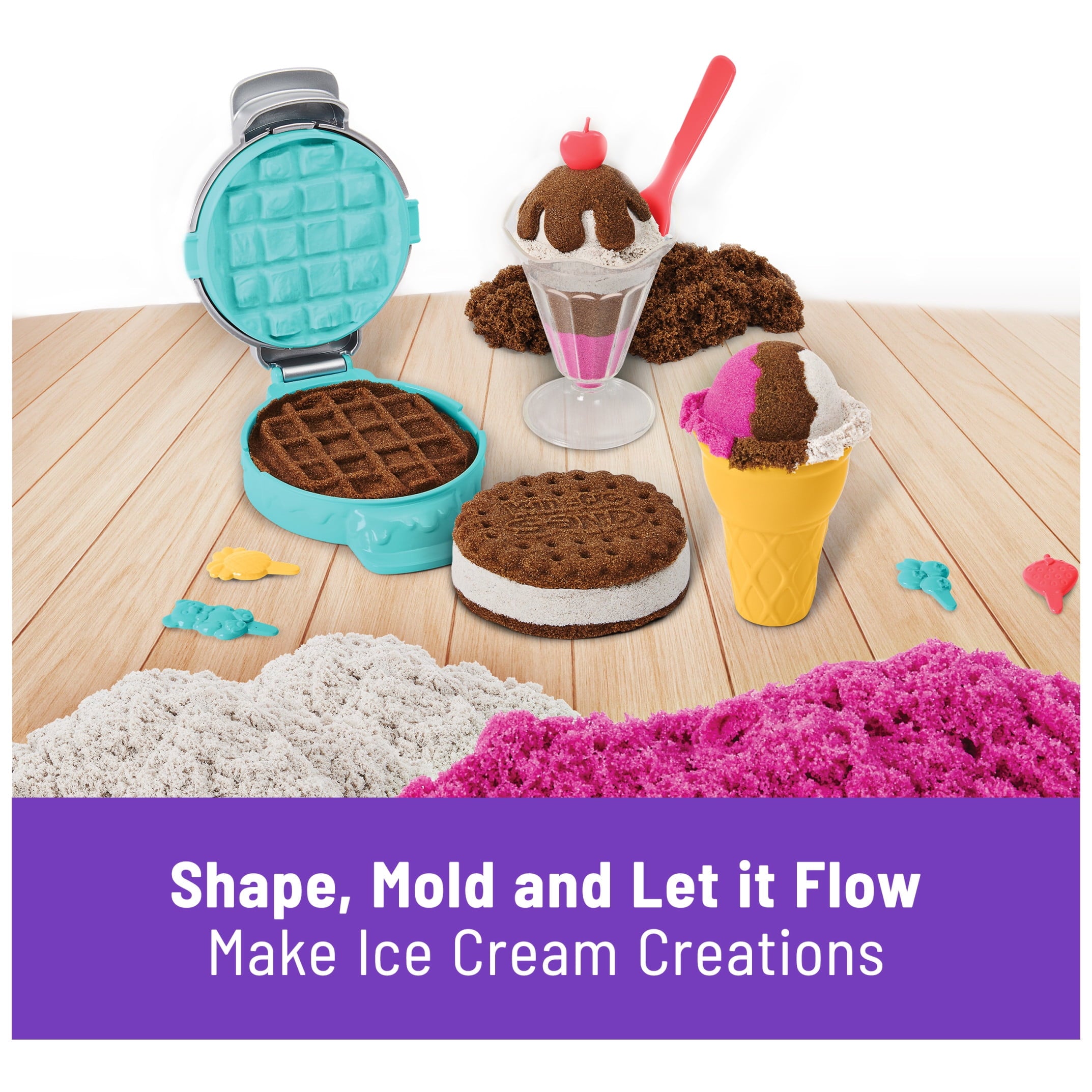 Scents, Ice Cream Treats Playset, 3 Colors Scented Play Sand & 6 Tools, Sensory Toys, Christmas Gifts for Kids Ages 3+