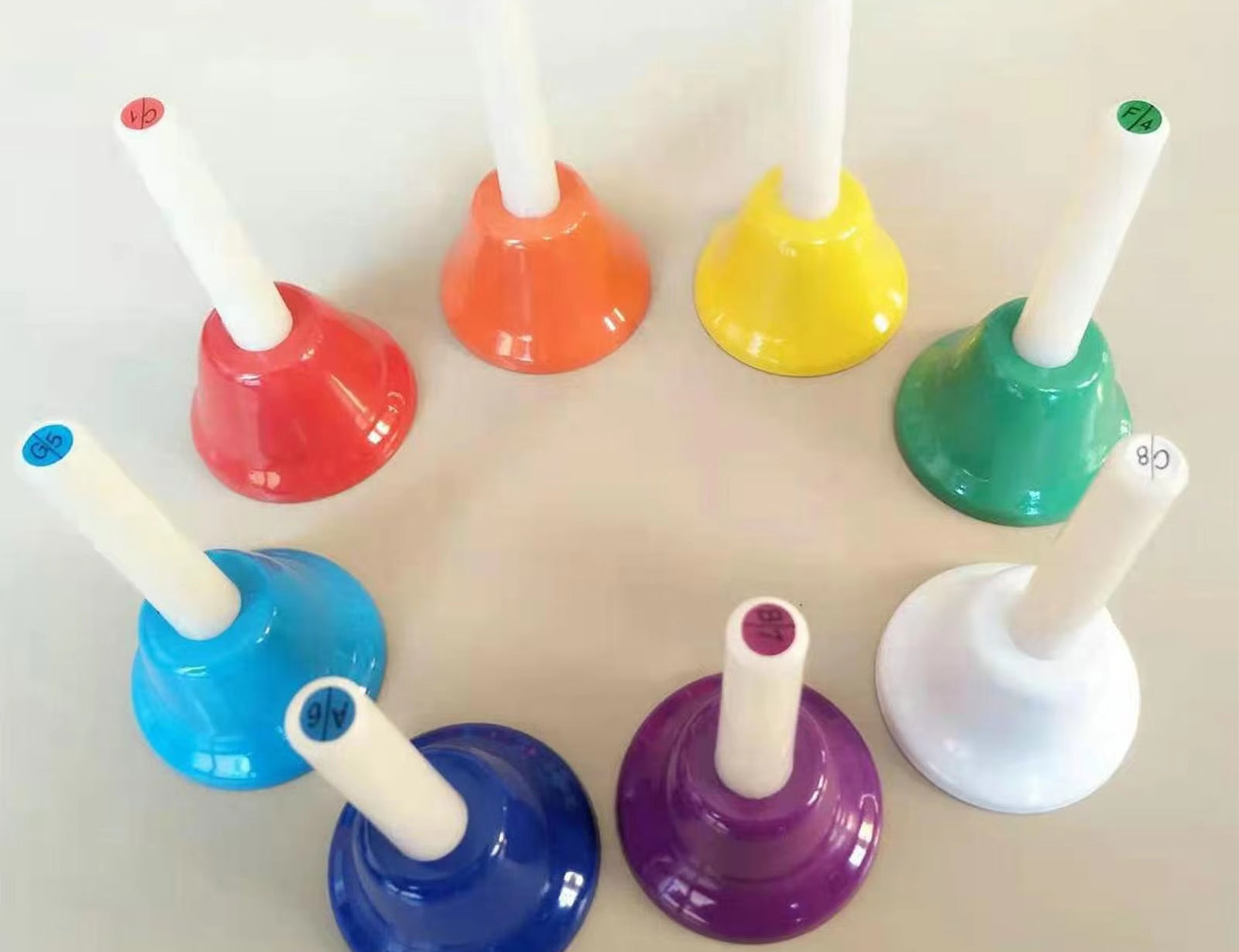 8Pcs Hand Bells Set, Colorful Diatonic Metal Bells, Hand Percussion Bells Musical Bells for Classroom Party