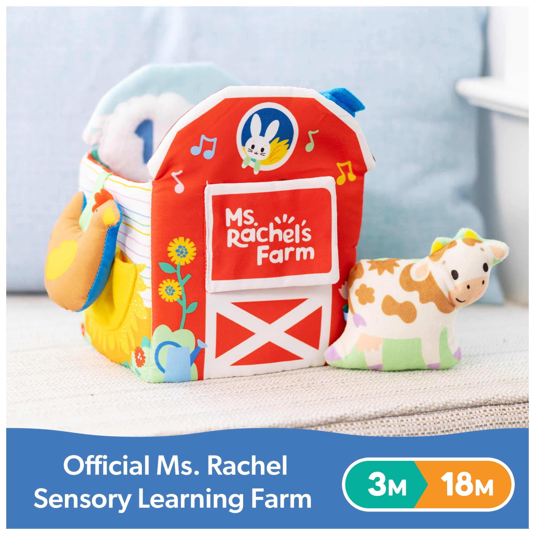 Official Sensory Learning Plush Farm Toy, Foldable Baby Book for Babies Ages 3 Months to 18 Months