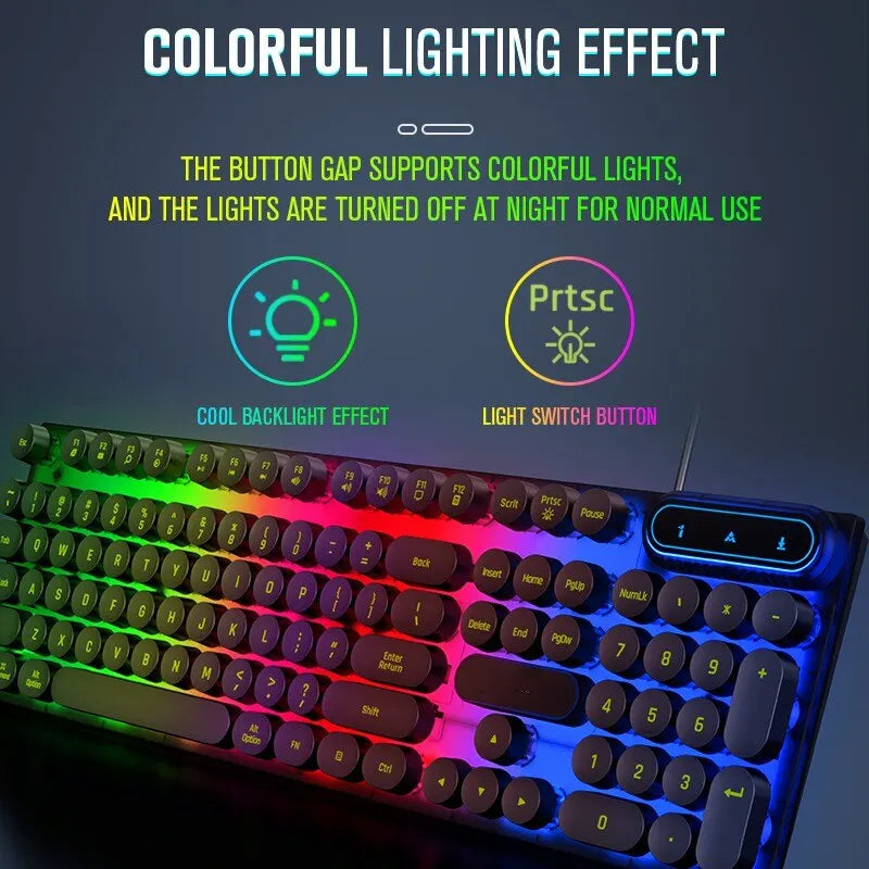 USB Wired Gaming Keyboard Mouse Combos PC Rainbow Colorful LED Backlit Gaming Mouse and Keyboard Set Kit for Home Office Gamer