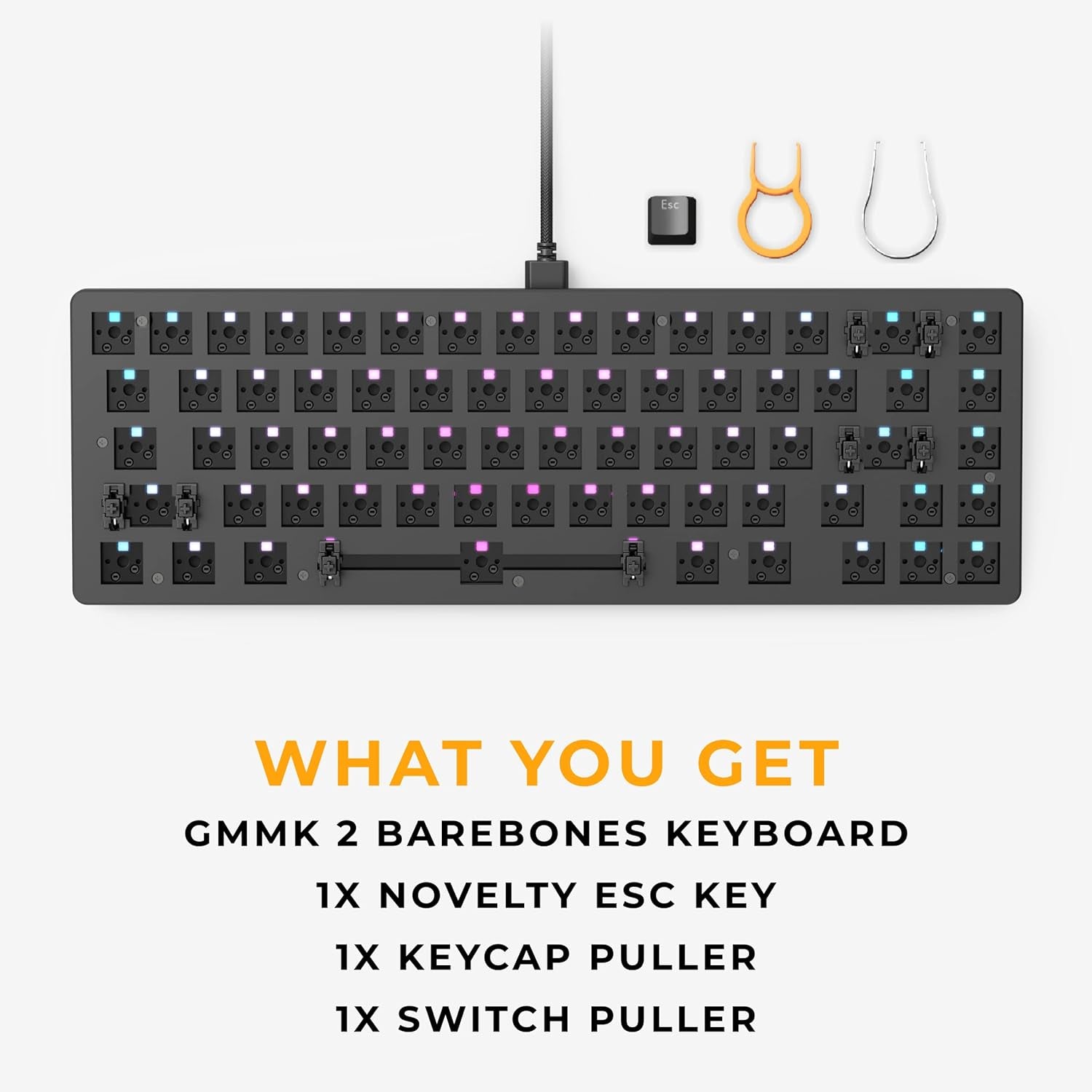 GMMK 2 Gaming Keyboard Base- Compact Barebones Kit - TKL Hot Swappable DIY Black Modular Keyboard - Wired, RGB Backlit - PC Setup Accessories- 65%, Black