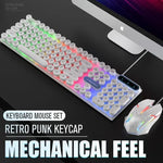 USB Wired Gaming Keyboard Mouse Combos PC Rainbow Colorful LED Backlit Gaming Mouse and Keyboard Set Kit for Home Office Gamer