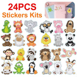 Animal Gem Sticker 4Pcs Diamond Painting Stickers Kits Art Crafts Handmade DIY Cartoon Stickers for Kids Beginner Children Gift