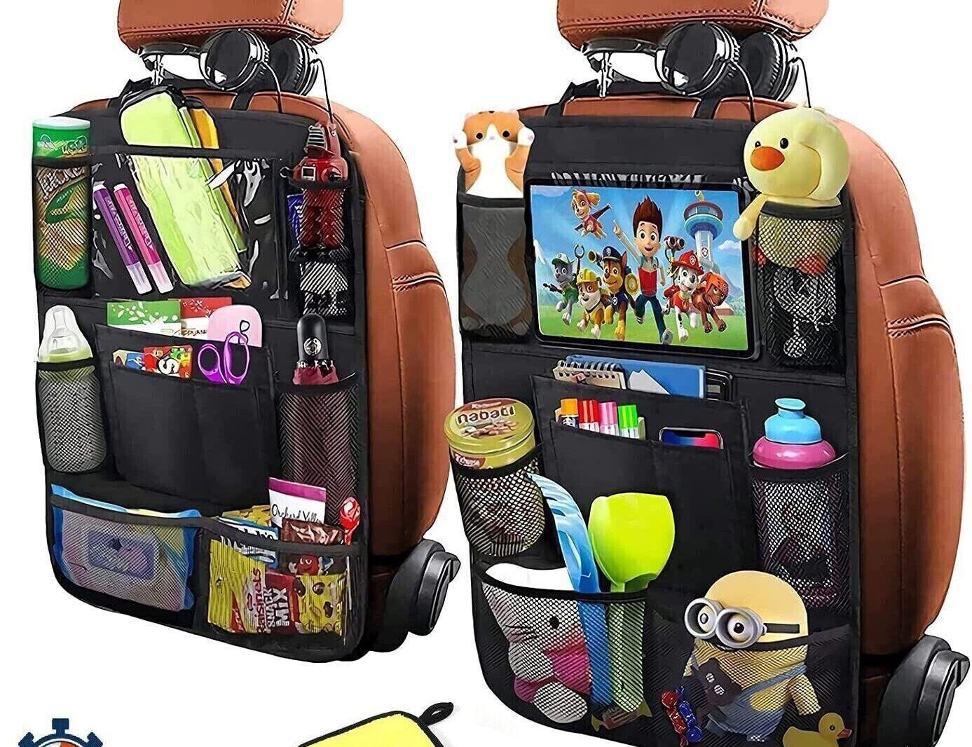 2 Pcs Large Backseat Car Organizer for Kids Kick Mats, Waterproof Back Seat USA