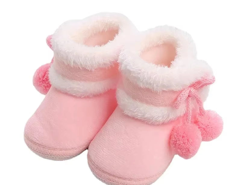 Newborn Baby Girls Boys Soft Booties Solid Pompom Snow Boots Infant Toddler Newborn Warming Shoes New Fashion Comfortable Shoes