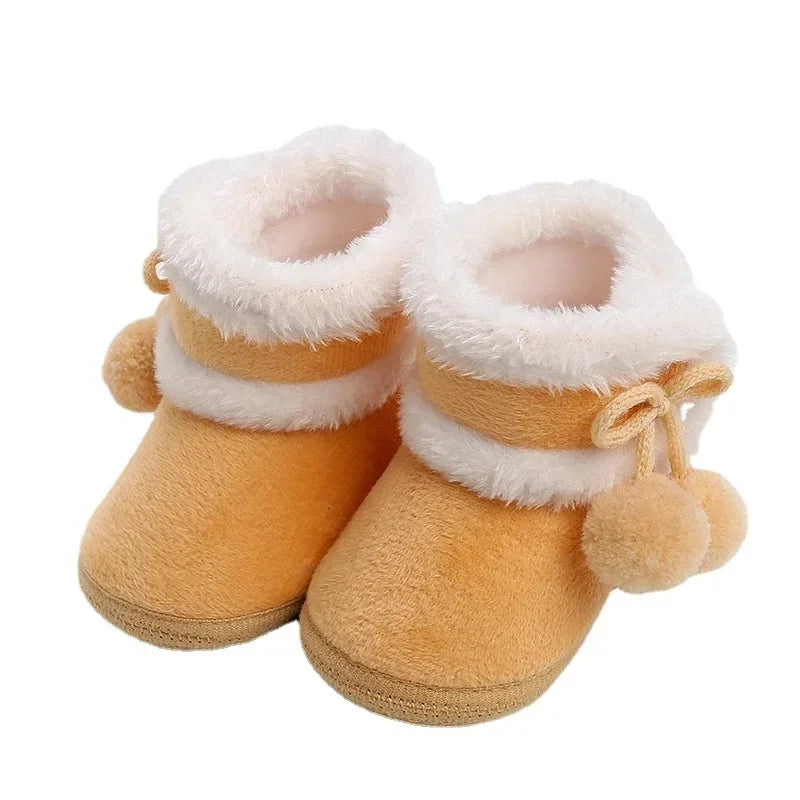 Newborn Baby Girls Boys Soft Booties Solid Pompom Snow Boots Infant Toddler Newborn Warming Shoes New Fashion Comfortable Shoes