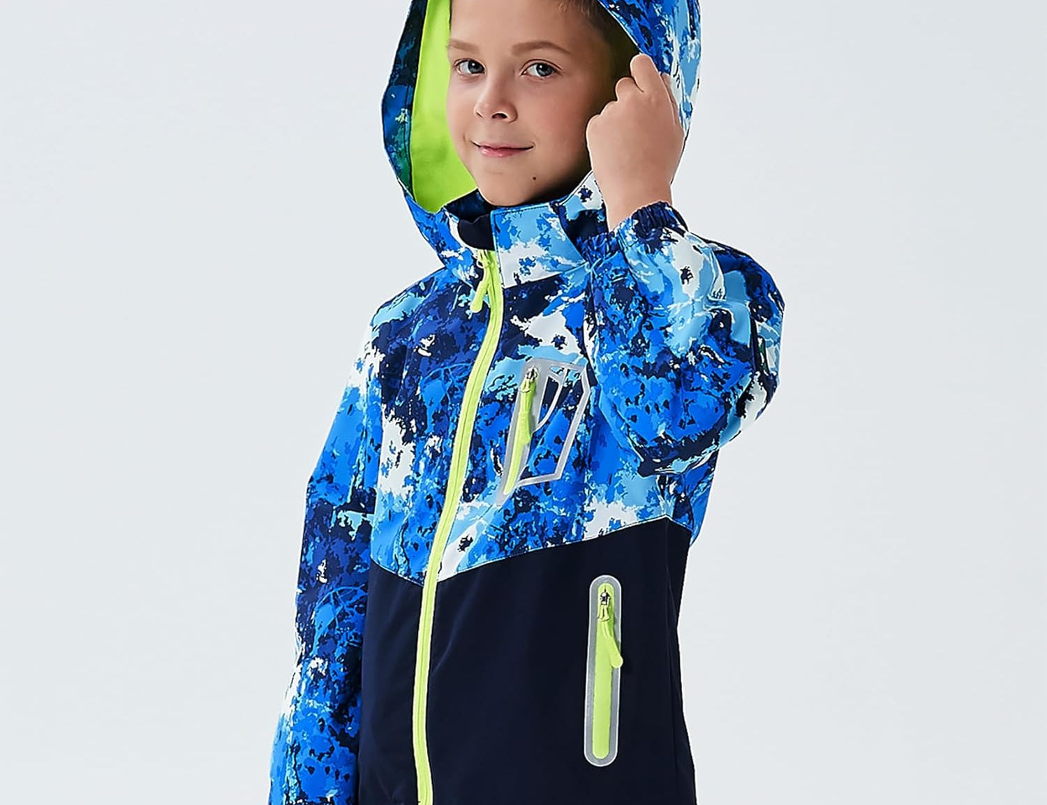 Boys Girls Rain Jacket Lightweight Waterproof Hooded Fleece Lined Raincoat Windbreakers for Kids