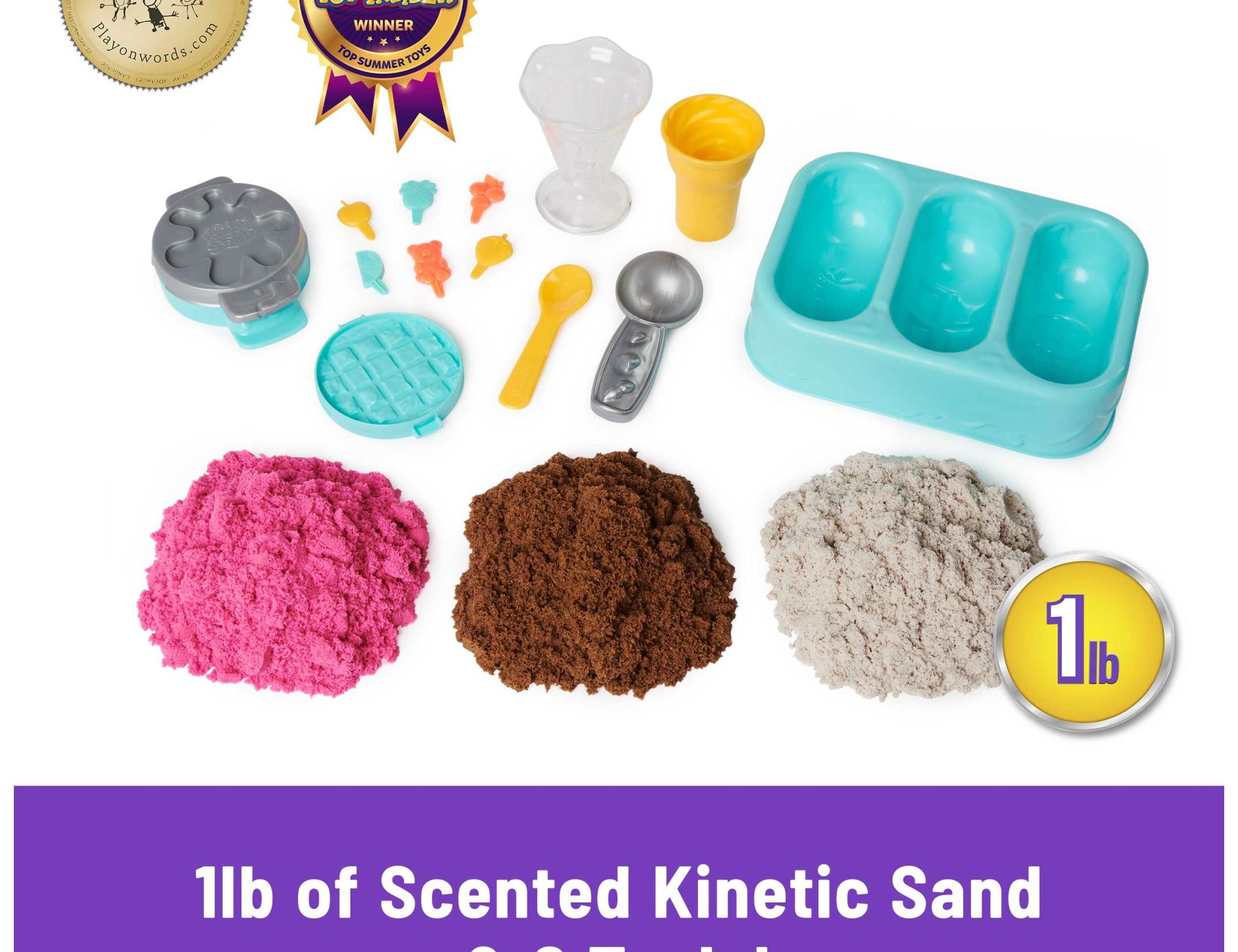 Scents, Ice Cream Treats Playset, 3 Colors Scented Play Sand & 6 Tools, Sensory Toys, Christmas Gifts for Kids Ages 3+