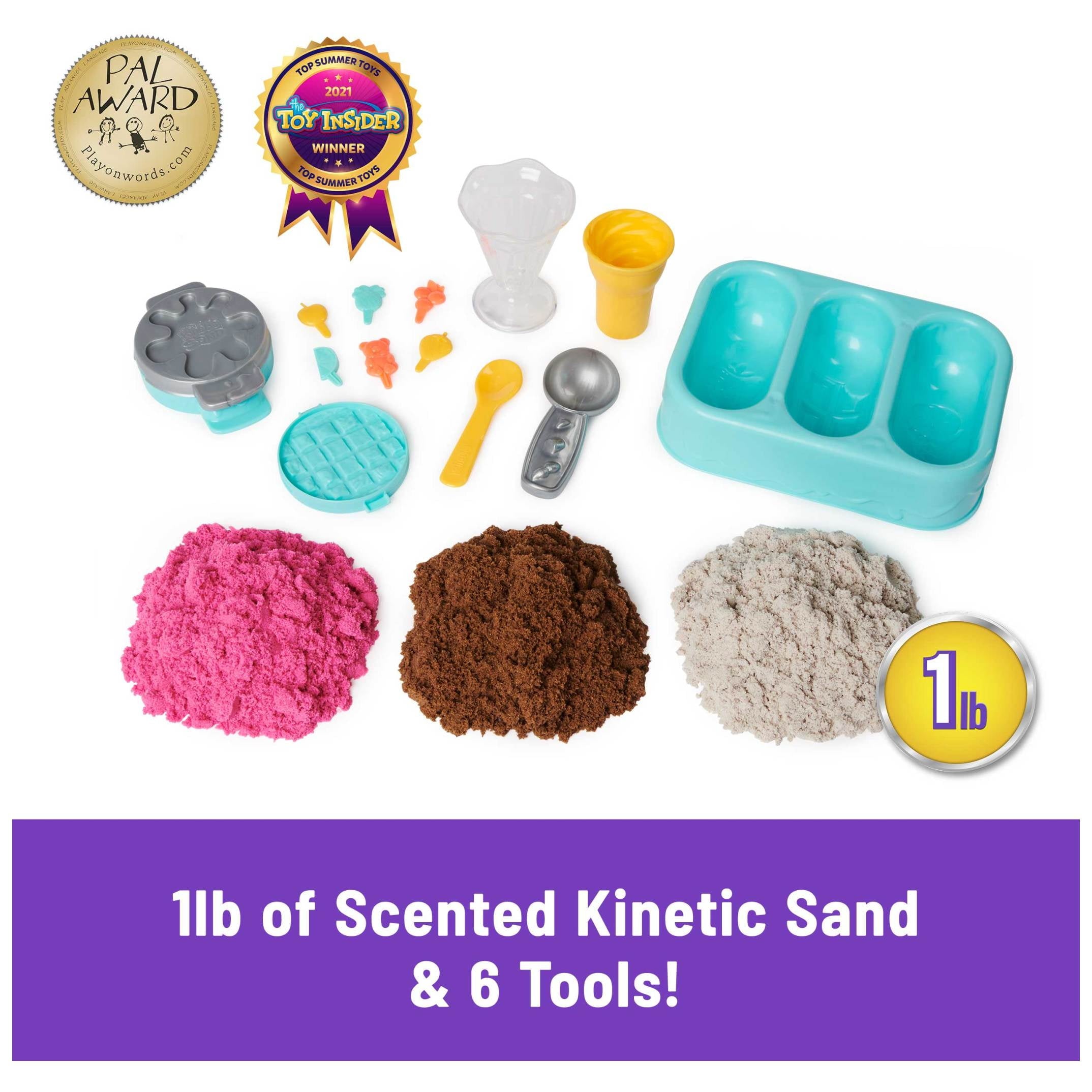 Scents, Ice Cream Treats Playset, 3 Colors Scented Play Sand & 6 Tools, Sensory Toys, Christmas Gifts for Kids Ages 3+