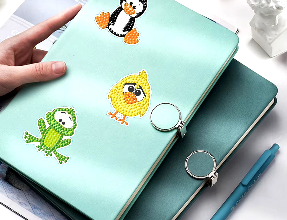 Animal Gem Sticker 4Pcs Diamond Painting Stickers Kits Art Crafts Handmade DIY Cartoon Stickers for Kids Beginner Children Gift