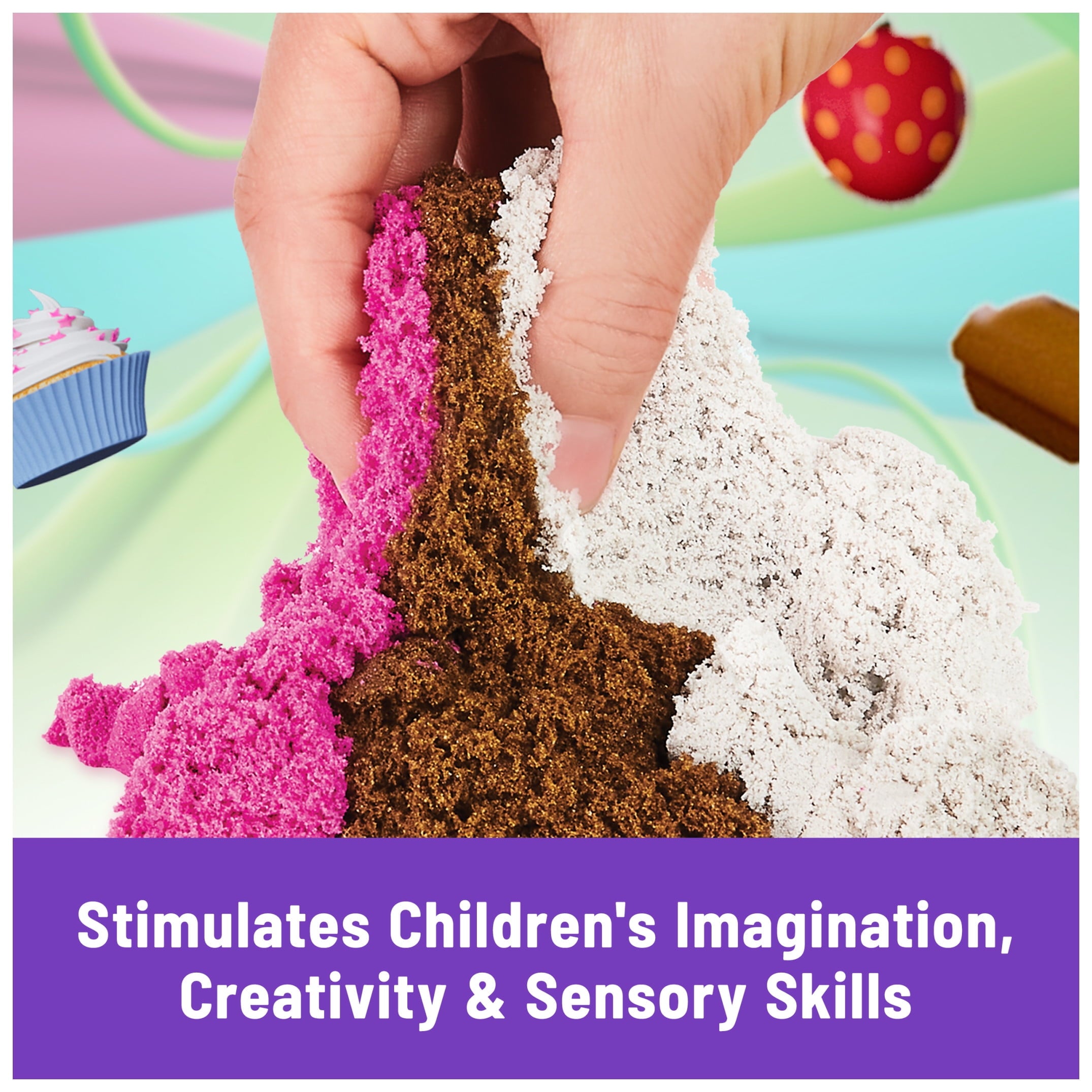 Scents, Ice Cream Treats Playset, 3 Colors Scented Play Sand & 6 Tools, Sensory Toys, Christmas Gifts for Kids Ages 3+