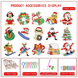 Christmas Diamond Painting Keychain 5D DIY Hanging Diamond Art Kits Diamond Ornaments for Kids Christmas Crafts Family Decor