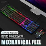 USB Wired Gaming Keyboard Mouse Combos PC Rainbow Colorful LED Backlit Gaming Mouse and Keyboard Set Kit for Home Office Gamer