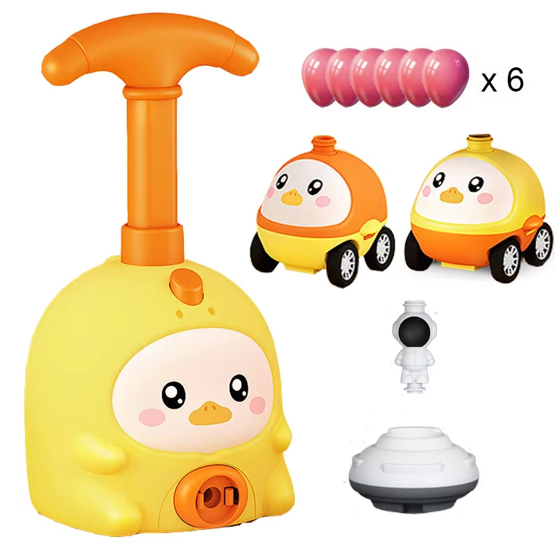 Children Power Balloon Car Montessori Toys Novelty Cartoon Inertial Air Balloon Launch Tower Vehicle Educational Toys Kids Gift