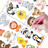 Animal Gem Sticker 4Pcs Diamond Painting Stickers Kits Art Crafts Handmade DIY Cartoon Stickers for Kids Beginner Children Gift