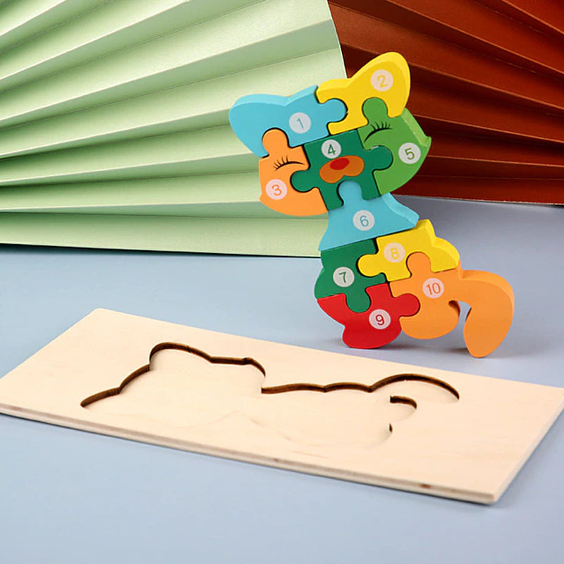 Montessori Wooden Toddler Puzzles Educational Dinosaur Toy