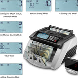 Bill Counter Machine, Money Counting Machine with UV/MG/MT/IR Counterfeit Detection, Count Value of Bills, Valucount, Add and Batch Modes, Large LED Display, 1,000 Bills/Min (Black)