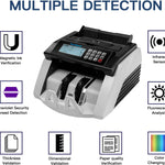 Bill Counter Machine, Money Counting Machine with UV/MG/MT/IR Counterfeit Detection, Count Value of Bills, Valucount, Add and Batch Modes, Large LED Display, 1,000 Bills/Min (Black)