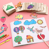 Wooden Montessori Drawing DIY Painting Template Stencils Learning Educational Toys