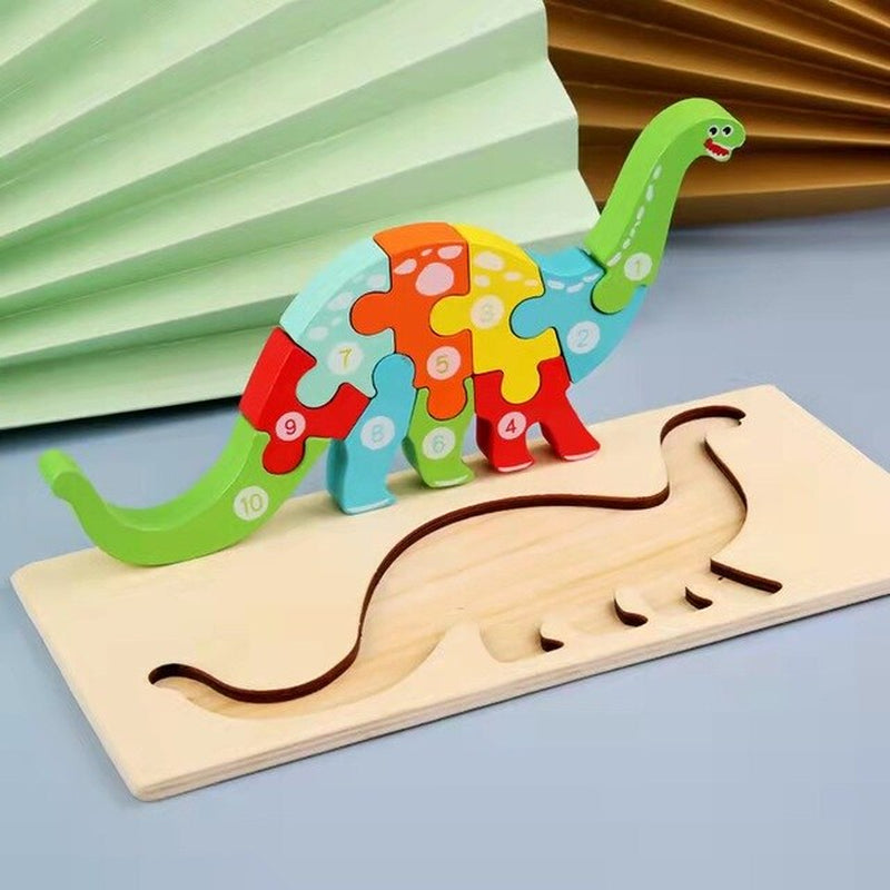 Montessori Wooden Toddler Puzzles Educational Dinosaur Toy