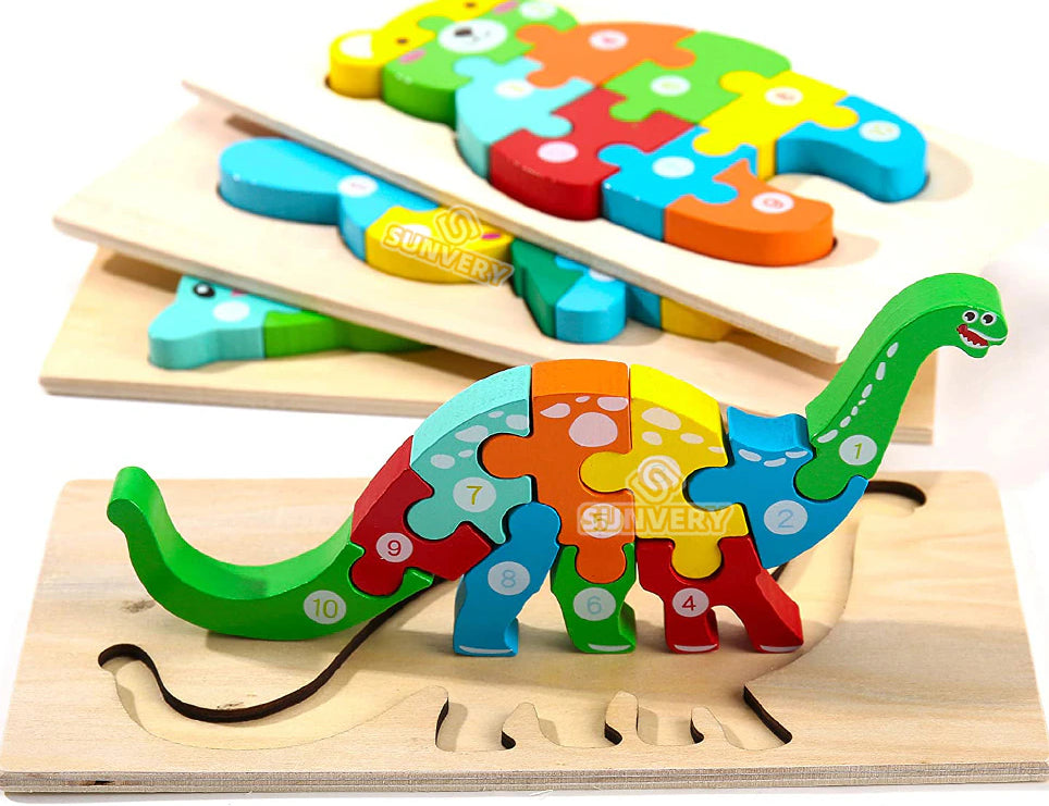 Montessori Wooden Toddler Puzzles Educational Dinosaur Toy