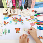 Wooden Montessori Drawing DIY Painting Template Stencils Learning Educational Toys